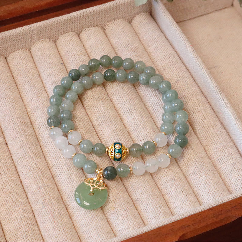 Jade Peace Buckle Bracelet | Single & Double Layer Luck Beads