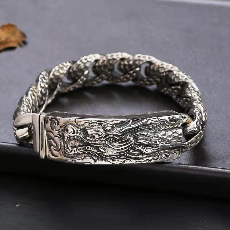 Mens Copper Dragon Scale Protection Bracelet 20cm