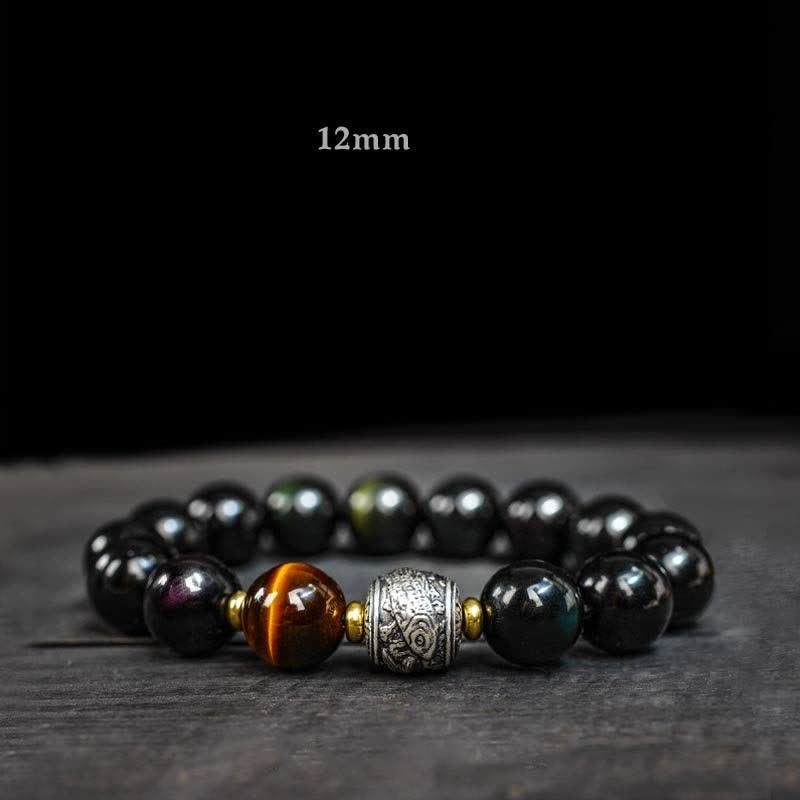 Rainbow Obsidian And Gold Sheen Obsidian Protection Bracelet 8mm