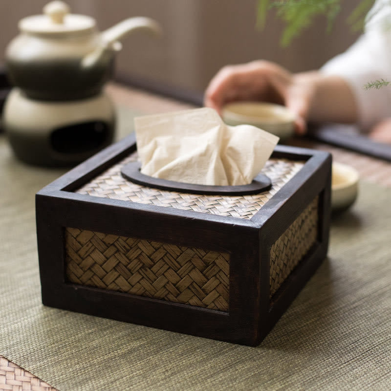 Handmade Bamboo Wooden Tissue Box for Zen Decor
