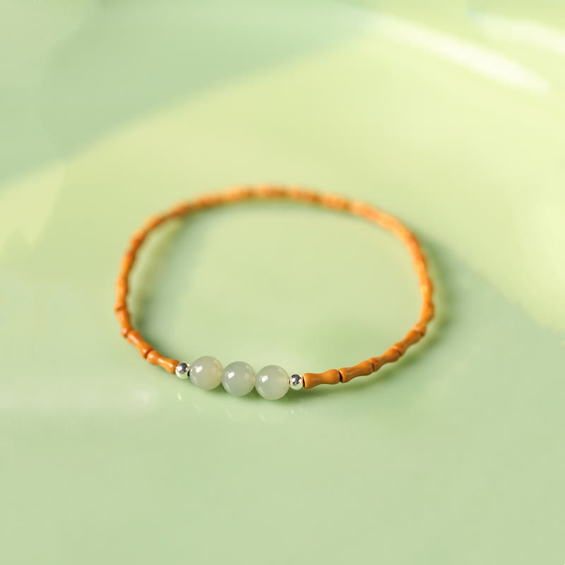 Hetian Jade and Olive Pit Luck Bracelet 6mm Beads