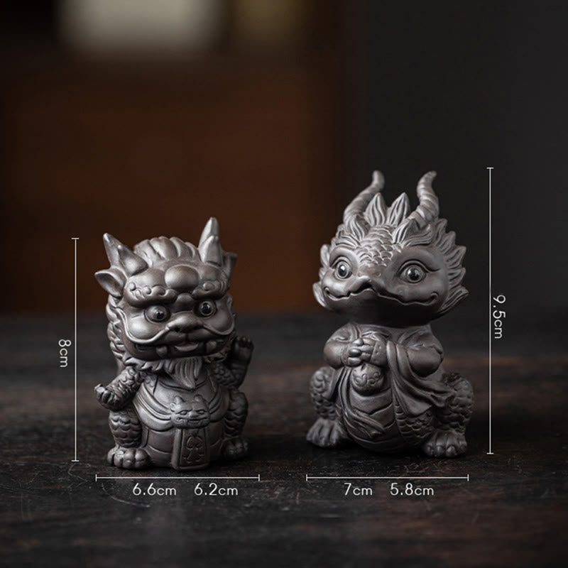 Purple Clay Luck Dragon Tea Pet Figurine | Spiritual Statue
