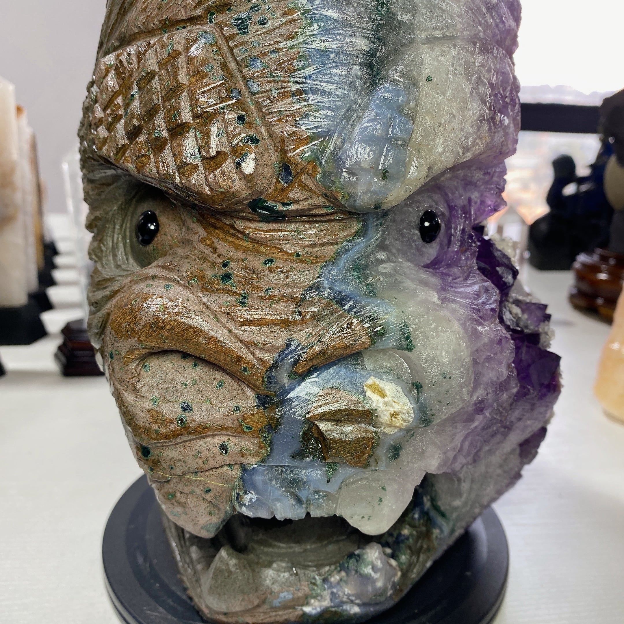 36cm Amethyst Crystal Figurine Kong Kim Carving