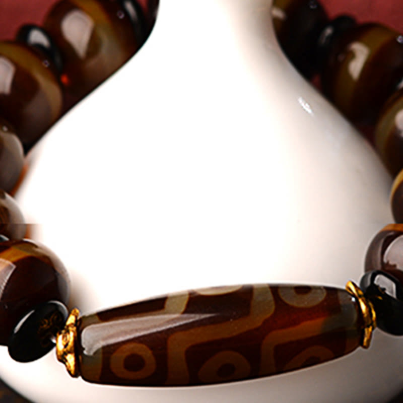 Nine-Eye Dzi Bead Agate Wealth and Protection Bracelet