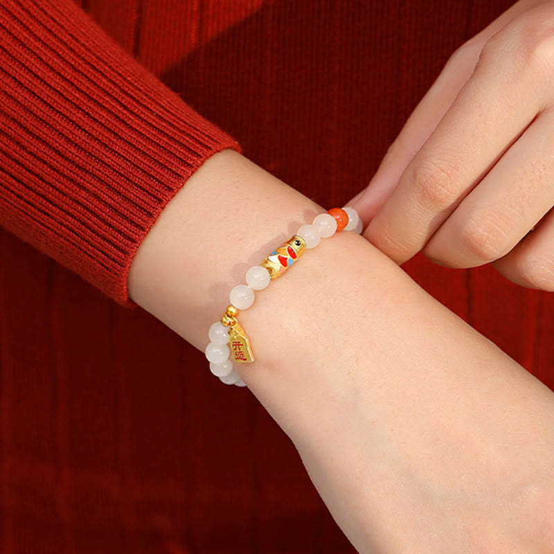Hetian White Jade Protection, Luck & Happiness Bracelet