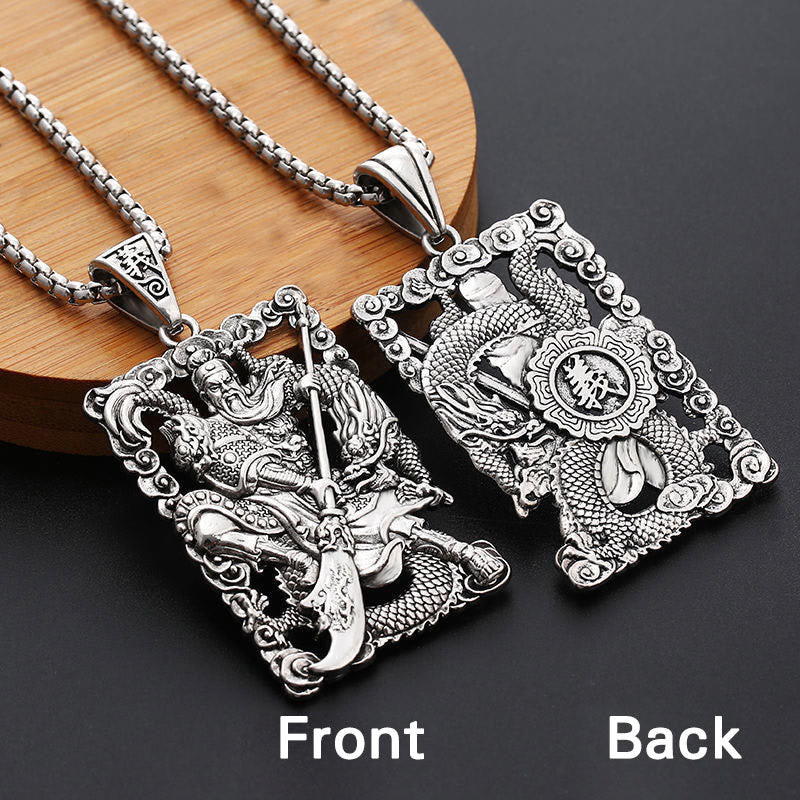 Guan Gong Dragon Auspicious Clouds Necklace Pendant
