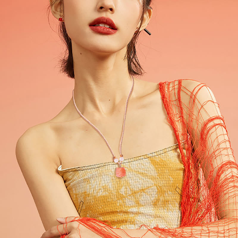 Silver Sheen Obsidian Red Agate Protection Necklace Pendant