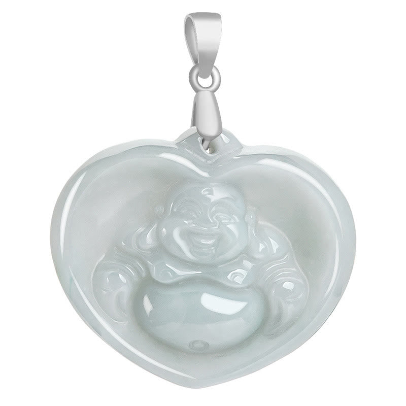 White Jade Buddha Necklace for Luck | Sterling Silver Pendant