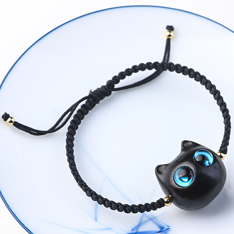 Unisex Small Leaf Red Sandalwood and Ebony Wood Calm Protection Bracelet