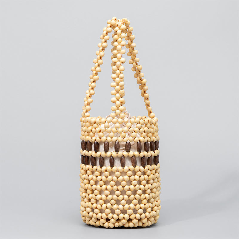 Wooden Beads Bucket Bag 12cm for Spiritual Jewelry