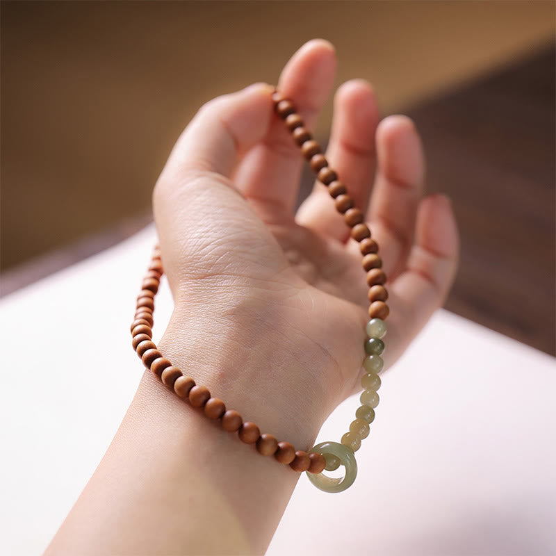 Sandalwood & Hetian Jade Double Wrap Protection Bracelet