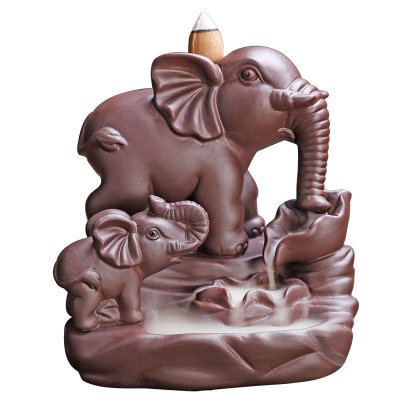 Tibetan Elephant Purple Clay Backflow Incense Burner