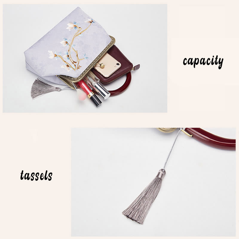 Flower Embroidery Handbag | Spiritual Crossbody Bag 19cm