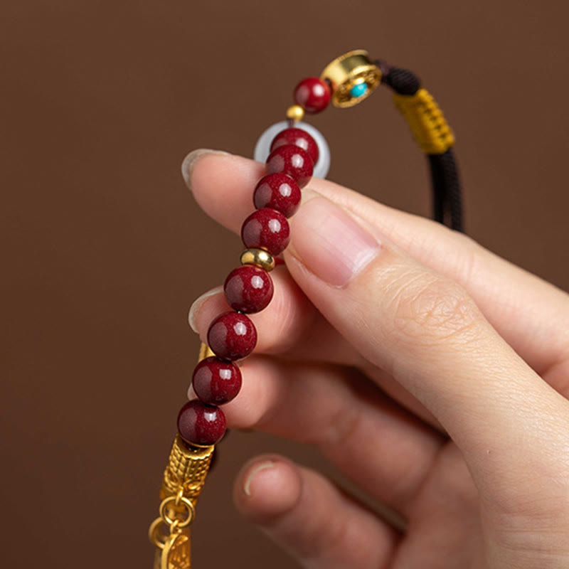 Natural Cinnabar Ruyi Car Hanging Decoration for Peace