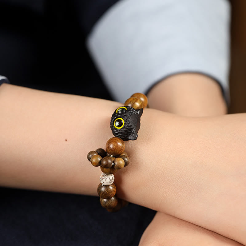 Green Sandalwood Soothing Cat Bracelet 14-17cm Wrist