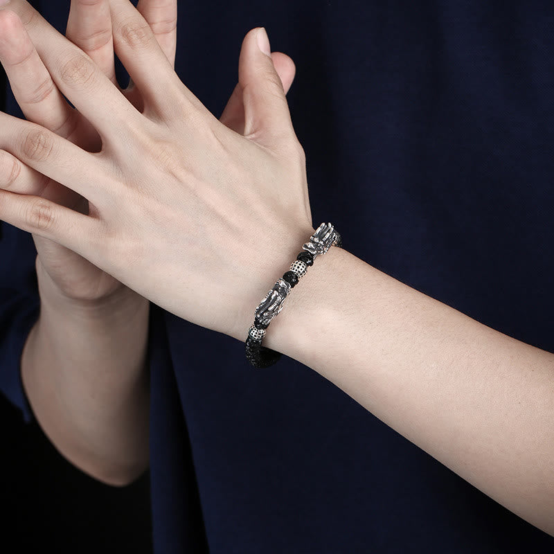 Sterling Silver Double Dragon Bracelet | Luck & Protection