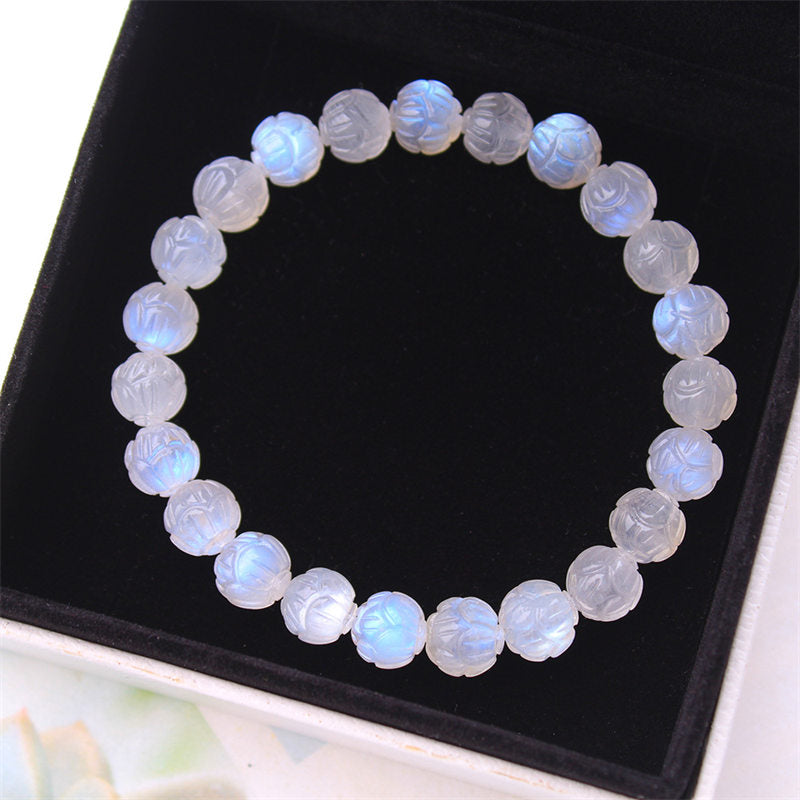 8mm Moonstone Bracelet Lotus Love for Calm & Healing