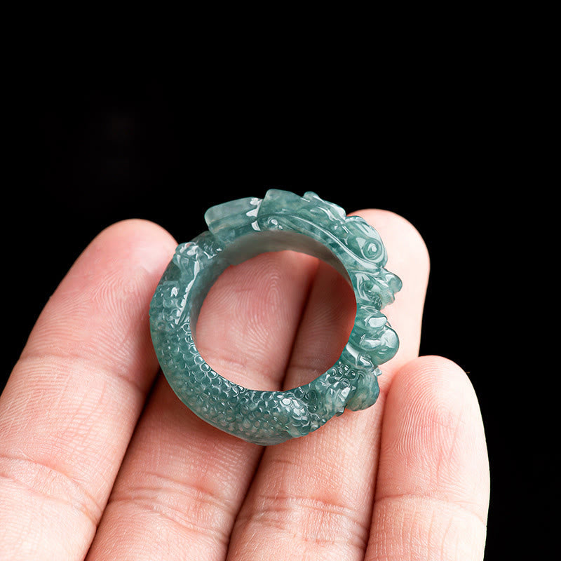 Natural Jade Dragon Success Ring