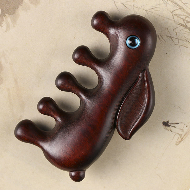 Relaxation Massage Comb | Small Leaf Red & Green Sandalwood