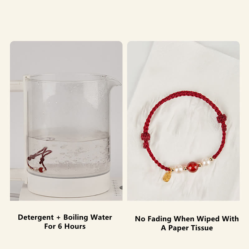 925 Sterling Silver Red String Bracelet with Fu Character