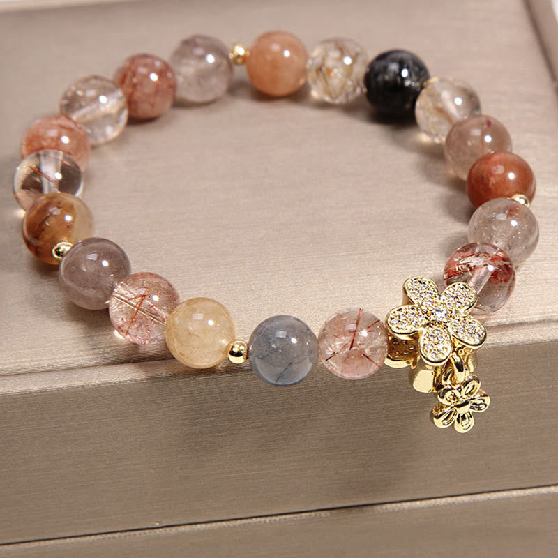 Multicolored Rutilated Quartz Citrine Wealth Protection Bracelet