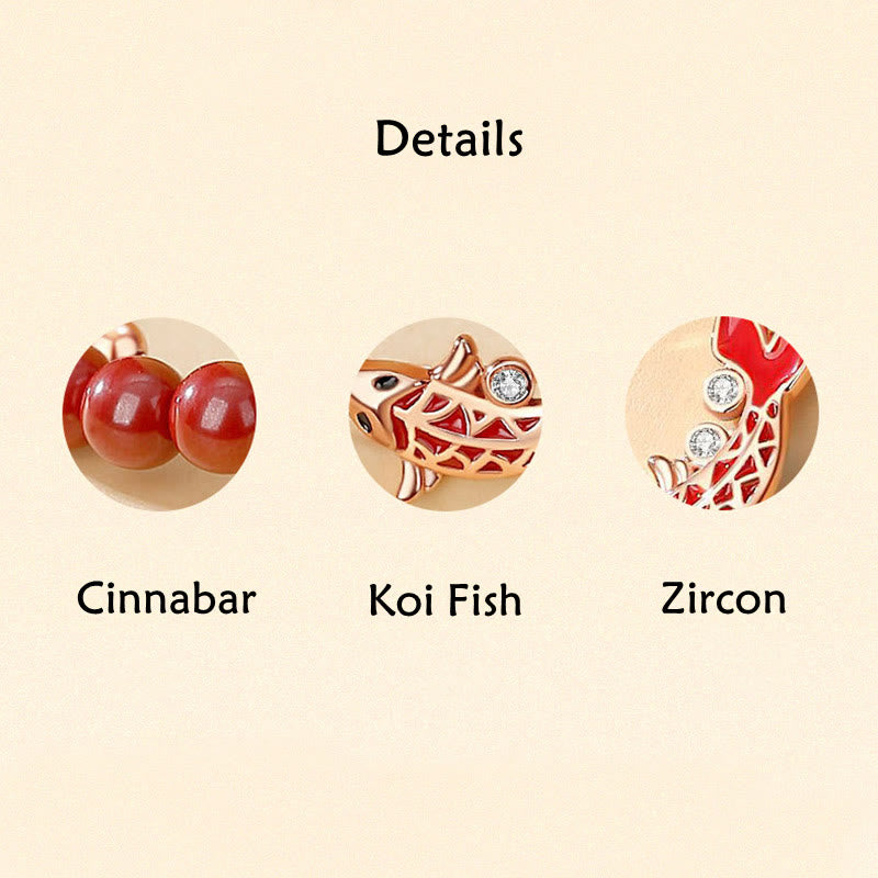 925 Sterling Silver Koi Fish Prosperity Bracelet Double Chain