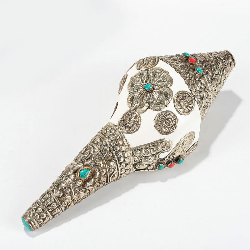 Tibetan Natural Shankha Conch Shell Dragon Decoration