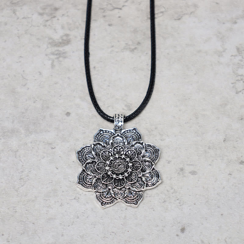 Lotus Pendant Necklace with Blessing Symbol | Healing Sounds