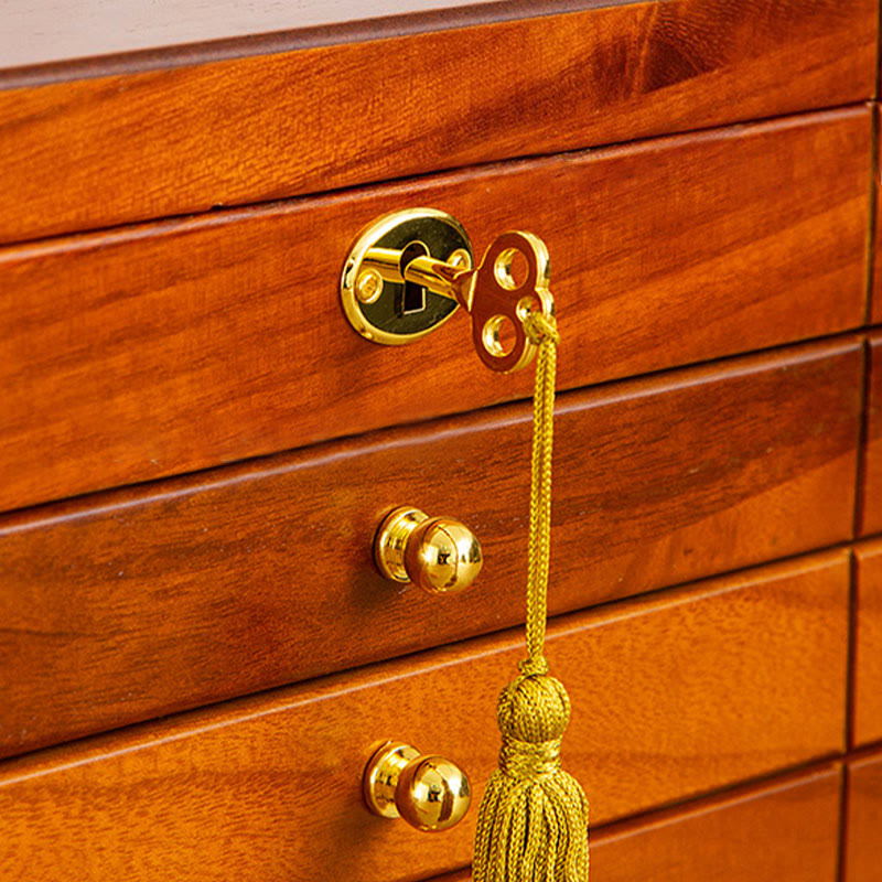 Four-Layer Solid Wood Jewelry Box with Velvet | Zen Decor