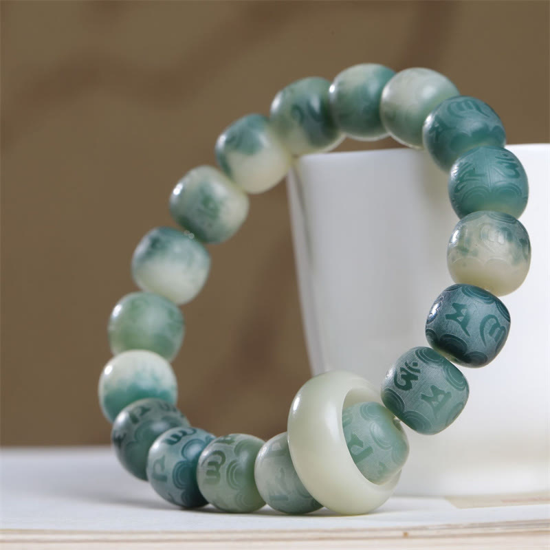 Unisex Bodhi Seed Om Mani Padme Hum Engraved Bracelet