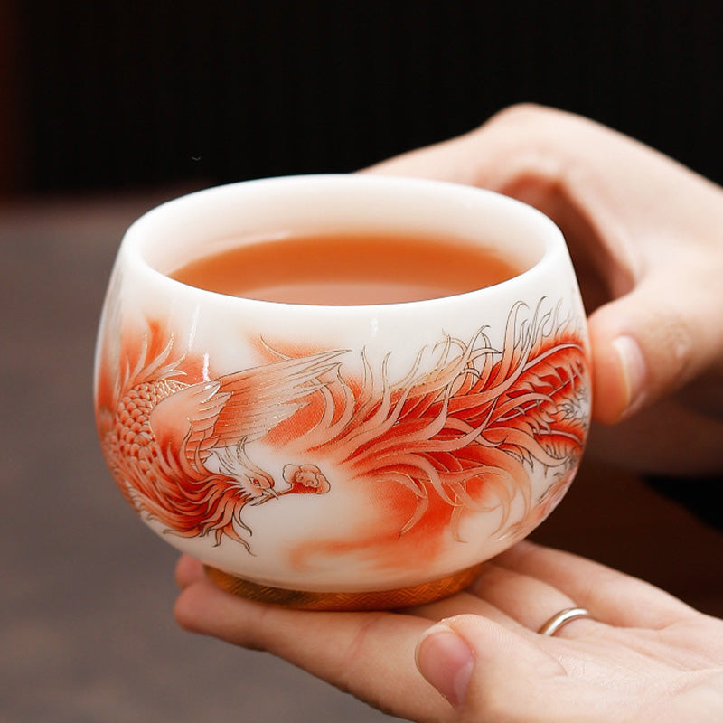 Porcelain Phoenix Tea Cup 180ml | Zen Ceramic Decor