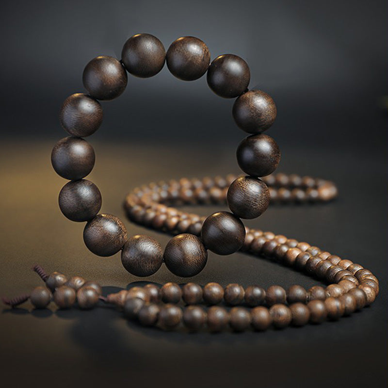 Agarwood 108 Wood Mala Beads Peace Strength Bracelet