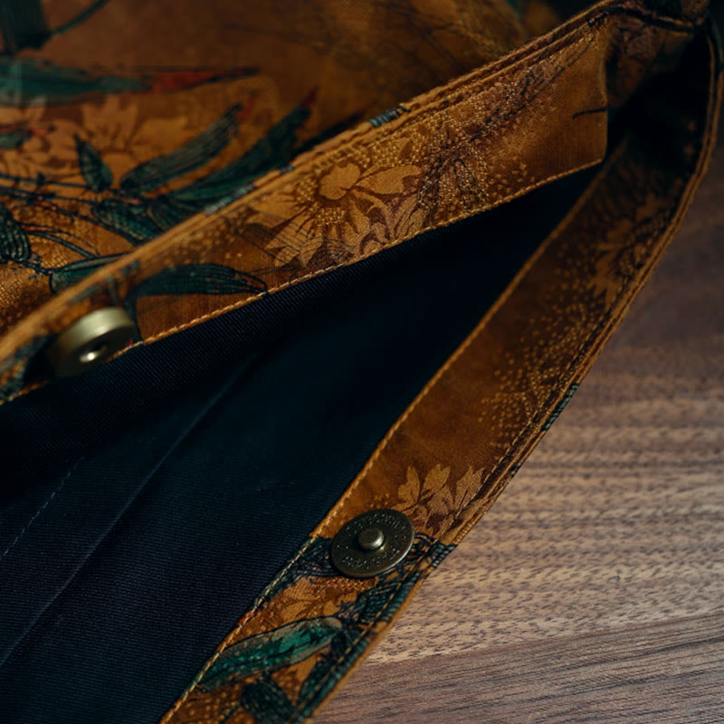 33cm Spiritual Bamboo Leaves Shoulder Bag with Buckle