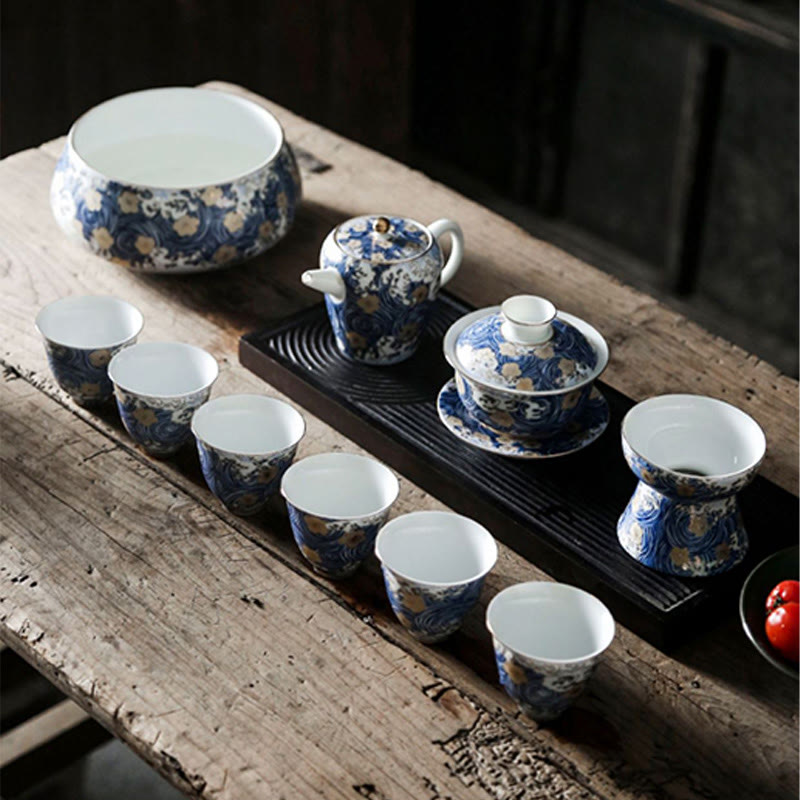 Vintage Ceramic Ocean Waves Teacup 60ml | Tableware