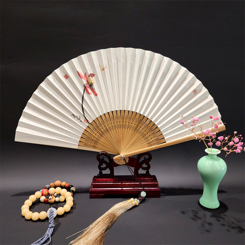 22cm Folding Fan with Panoramic Rivers and Mountains Design