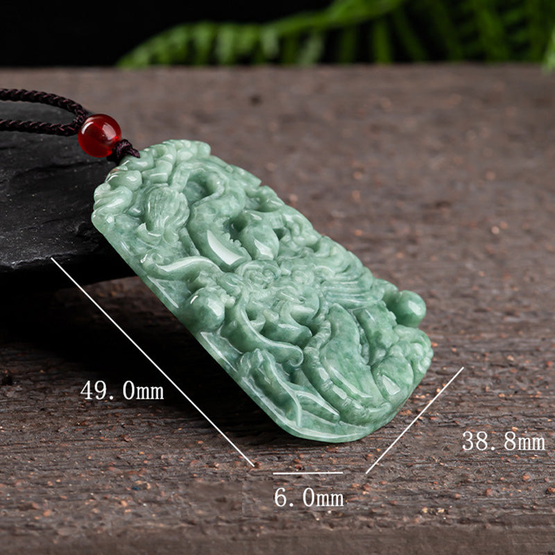 Jade Dragon Strength Necklace 50cm Pendant for Protection