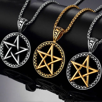 Pentagram Titanium Steel Balance Necklace for Spiritual Calming