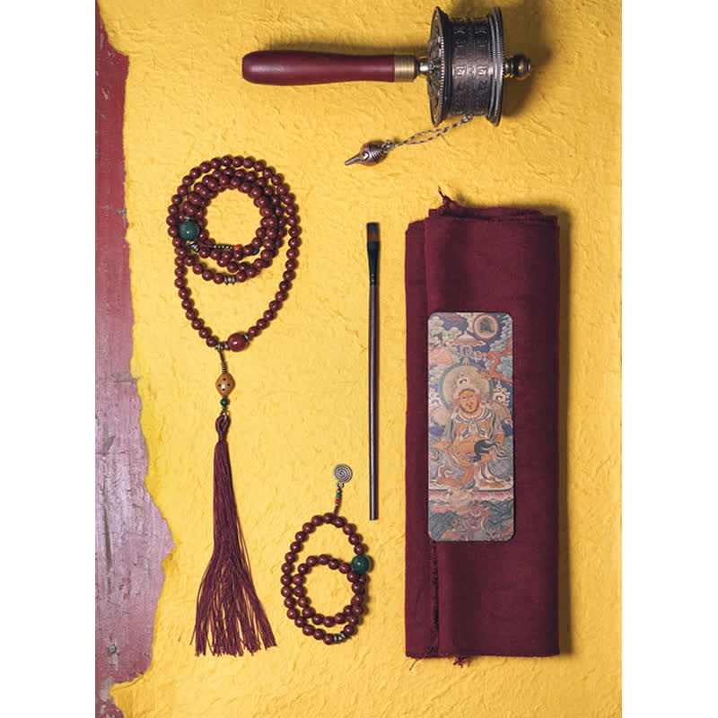 8mm Bodhi Seed Cyan Jade Copper Peace Bracelet