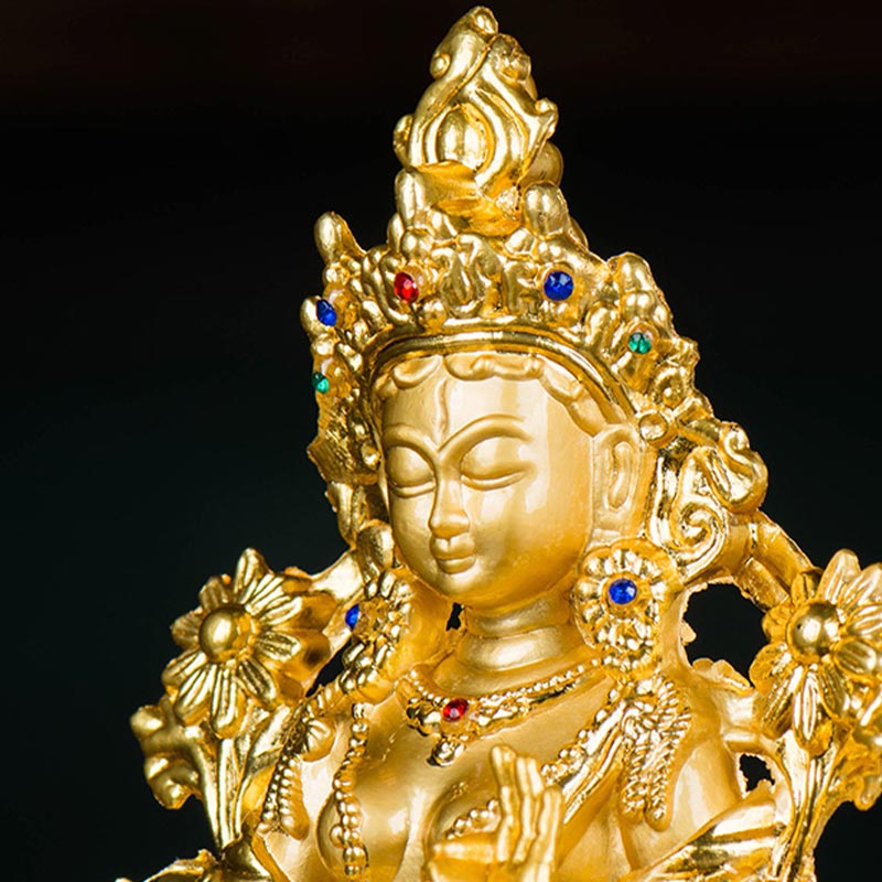 Gold Plated Bodhisattva White Tara Statue for Hope & Protection
