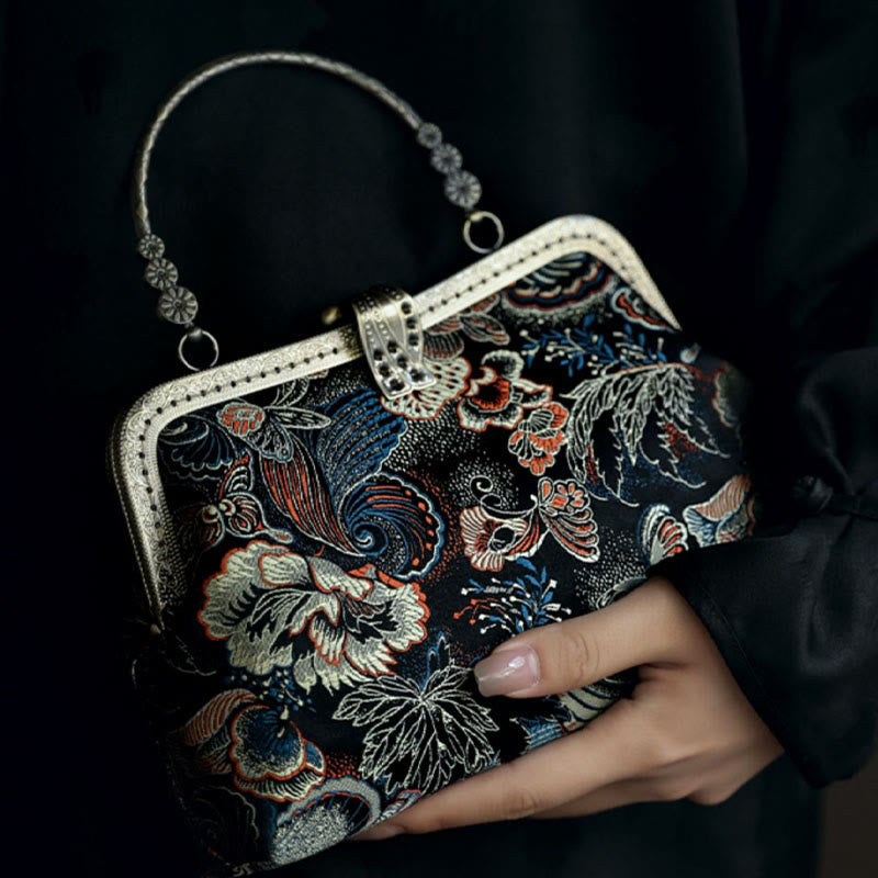 Butterfly Flowers Metal Handle Handbag 22cm | Spiritual Jewelry