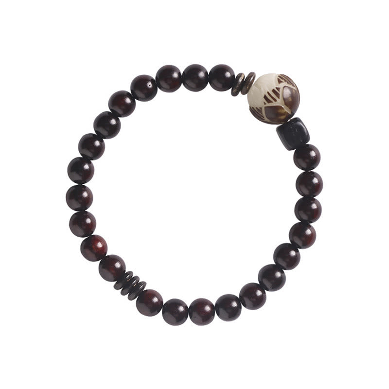Small Leaf Red Sandalwood Lotus Protection Bracelet 6mm