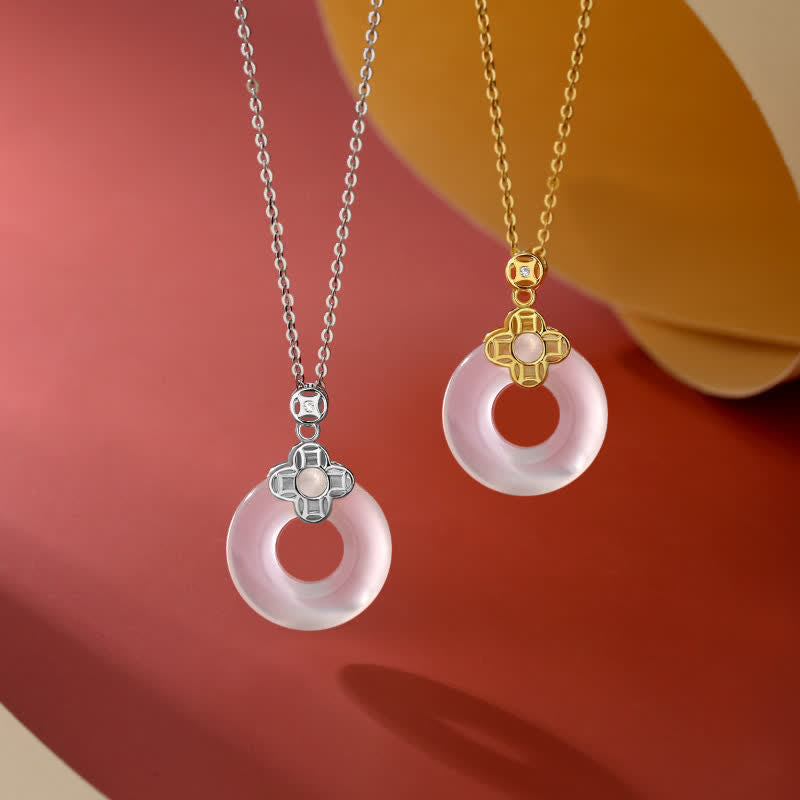 925 Sterling Silver Chalcedony Peace Buckle Necklace
