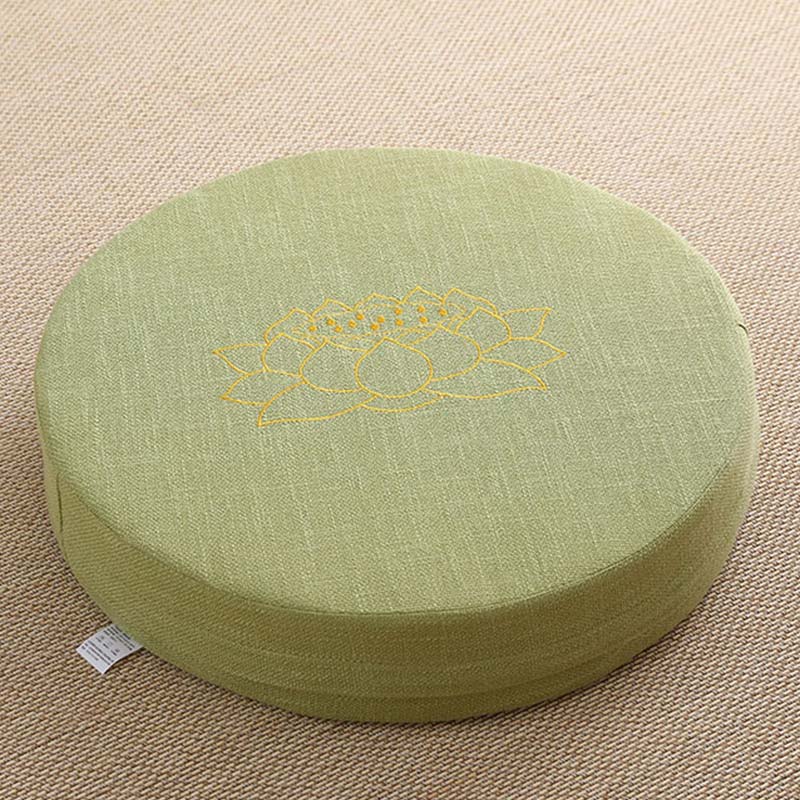 Lotus Embroidery Cotton Linen Meditation Seat Cushion
