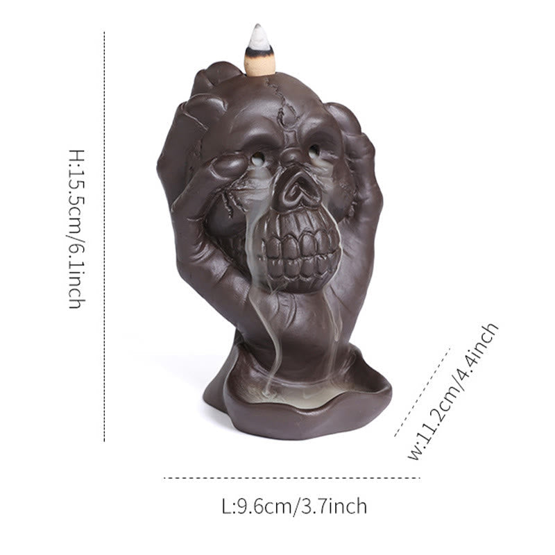 Halloween Skull Purple Clay Spiritual Incense Burner