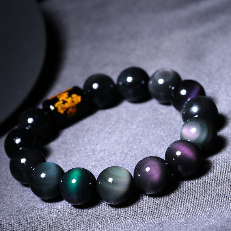 10mm Rainbow Obsidian Healing Transformation Bracelet
