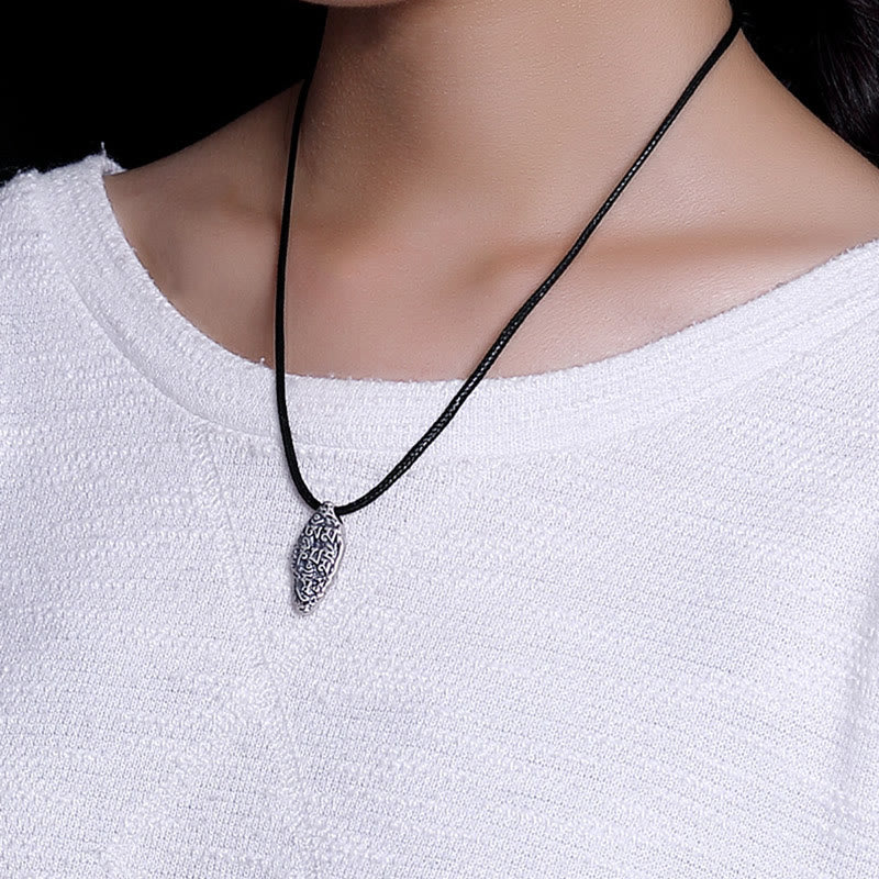 Sterling Silver Om Mani Padme Hum Necklace for Strength & Peace