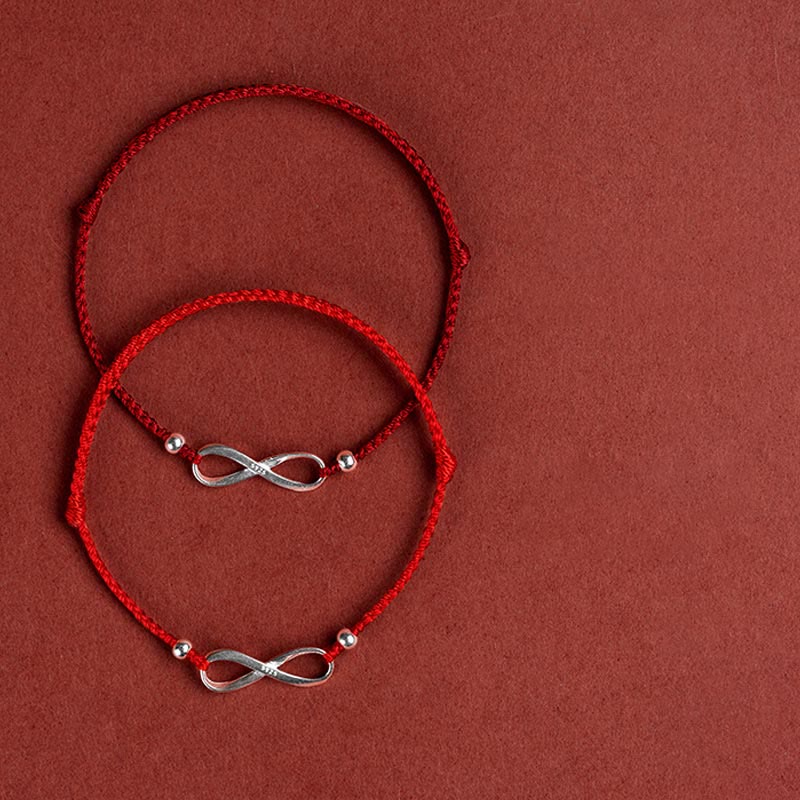 925 Sterling Silver Red String Bracelet Endless Knot Protection