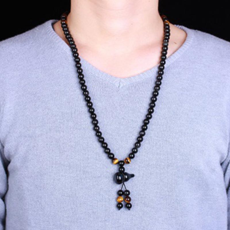 6mm Obsidian Blessing Bracelet Mala for Protection & Healing