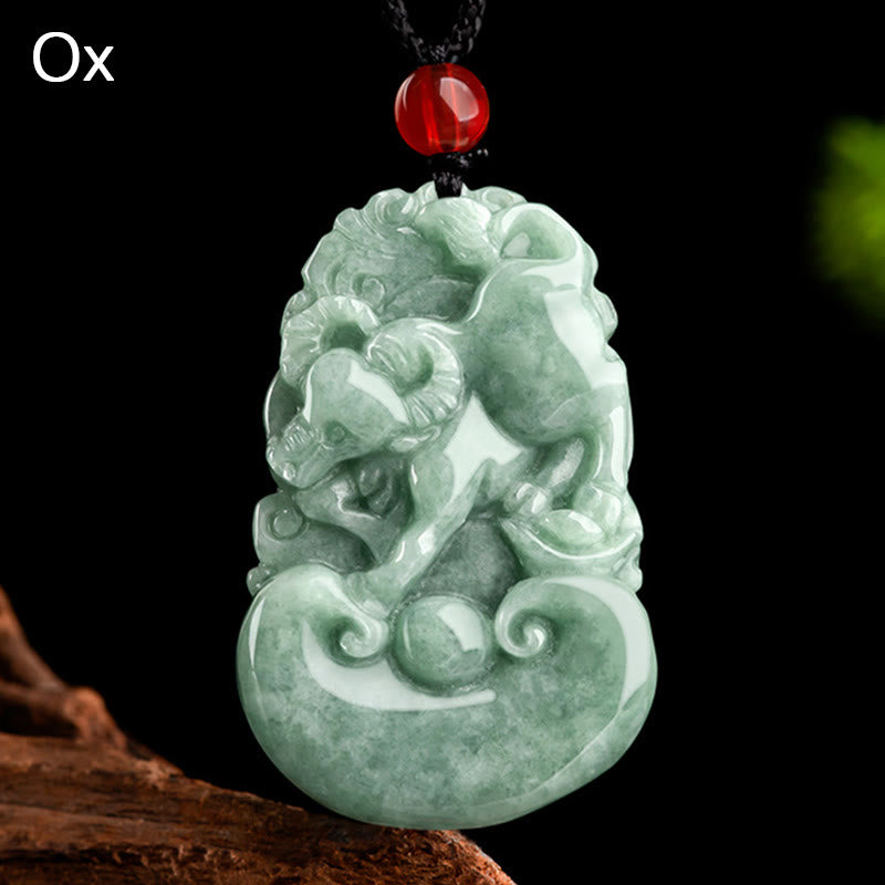 Green Jade 12 Chinese Zodiac Luck | Prosperity Necklace