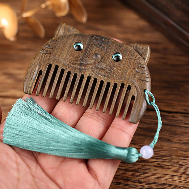 Chinese Zodiac Green Sandalwood Mini Peace Comb